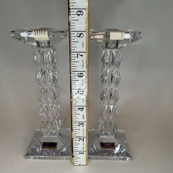 New with box Marquis by Waterford Crystal Paradox Candlesticks Candle Holders 8” - Picture 9 of 15